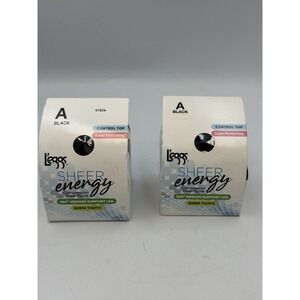 Lot 2 L'eggs Sheer Energy Compression Sheer Tights Size A Black Control Top